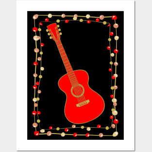 Christmas Acoustic Guitar Posters and Art